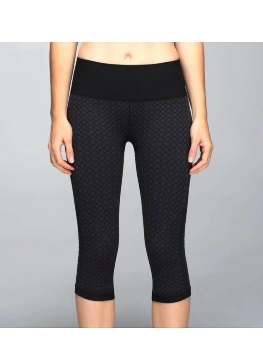 lululemon athletica Black Textured Cropped Leggings